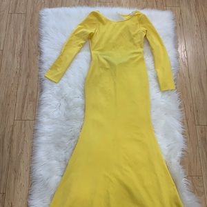 Yellow long dress with back out